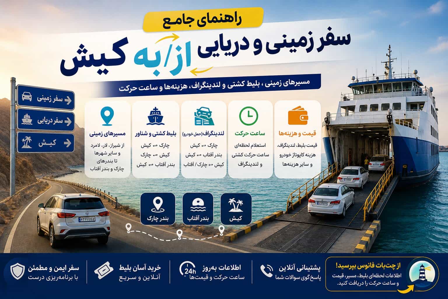 ساعت حرکت کشتی از کیش به چارک امروز